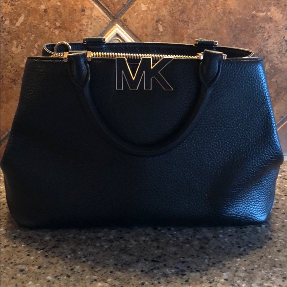 Black pebble leather Michael Kors handbag